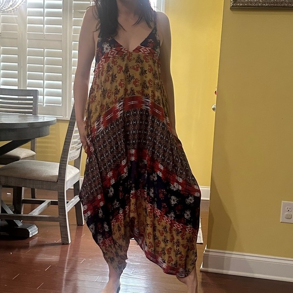 INGEAR Romper Dress dress with pants mixed print hippie vibes size L XL - Picture 2 of 9